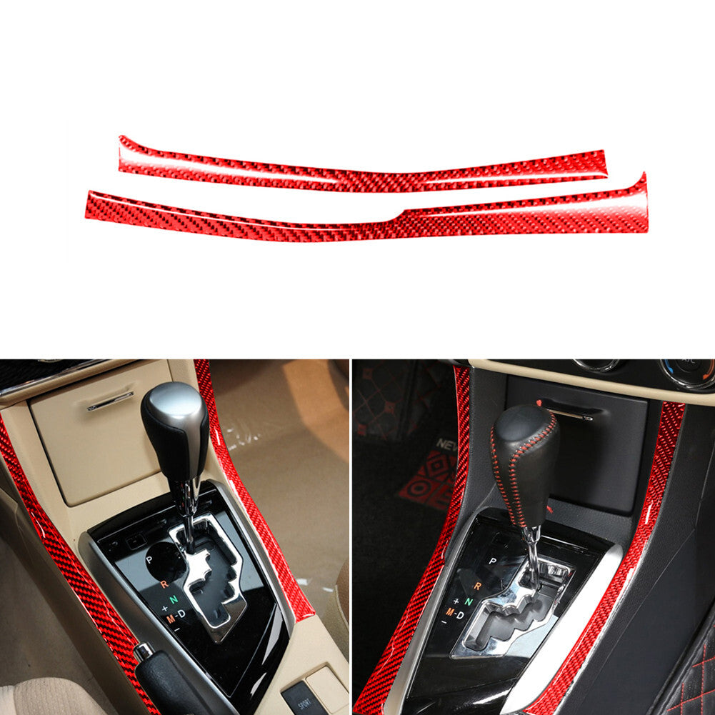 Red Carbon Fiber Gear Shift Side Decorative Trim for Toyota for Corolla 2014-2018