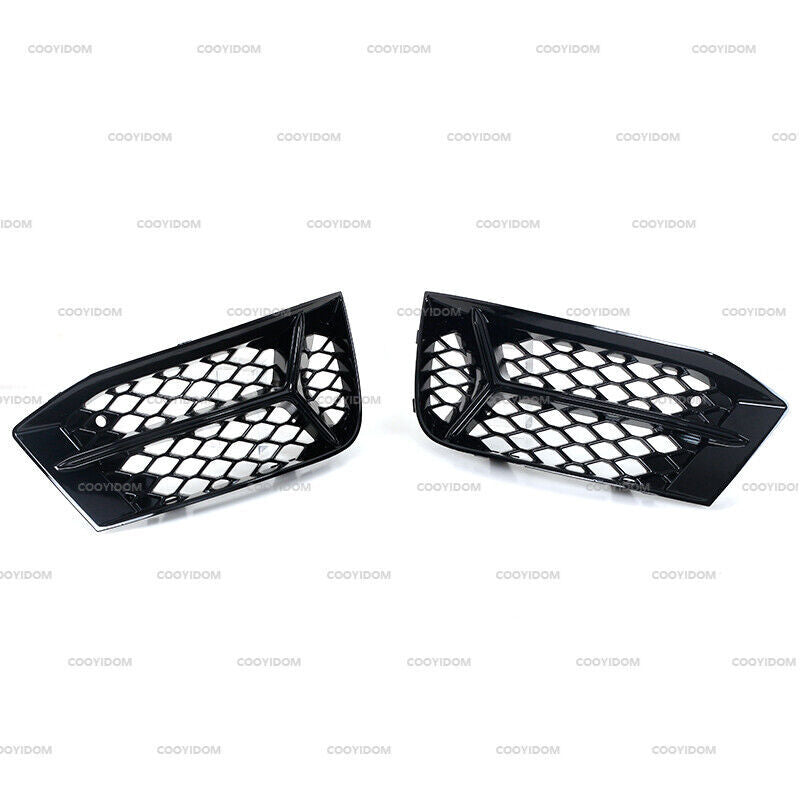 Pair for Audi A3 2017-2020 Fog Lamp Frames Honeycomb Fog Lamp Frame Black