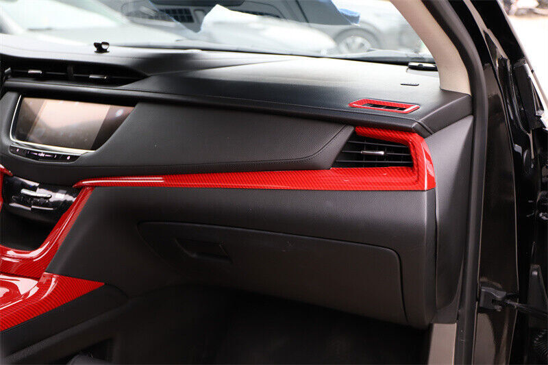 for Cadillac XT5 17-24 Red Carbon Fiber Inner Central Console Strip Cover Trims