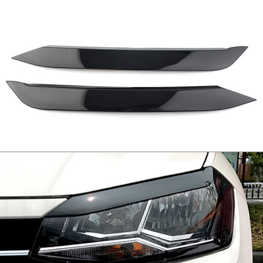 2x Headlight Lamp Eyebrow Eyelid Molding Trim Lid Cover Fit for VW Polo 2019+