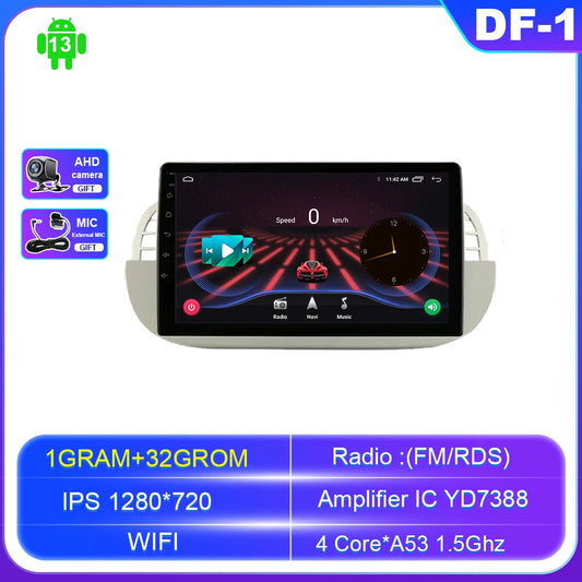 Android Auto Car Radio for FIAT 500 GPS System Multimedia Video Player 4G Screen