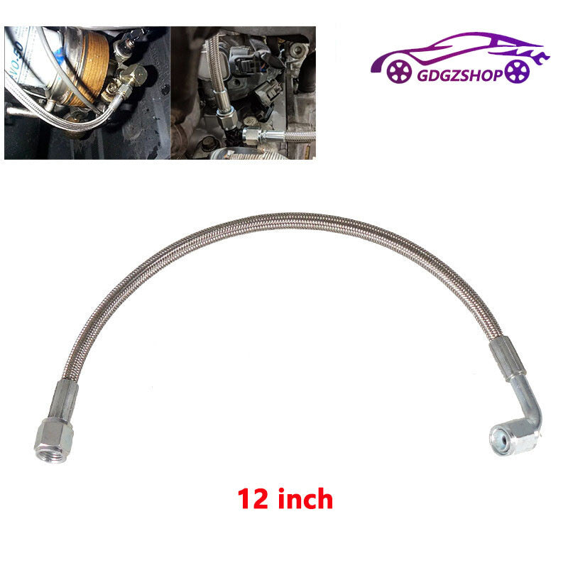 12 Turbo Oil Feed Line Stainless Braided PTFE Line 4AN 90° Straight Hose End