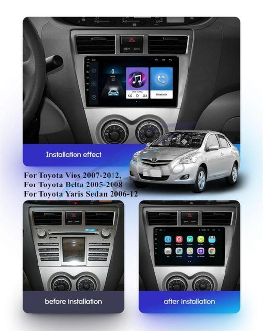 Radio Fit For 06-12 for Toyota Yaris Sedan Carplay GPS WiFi RDS 9 Android 11 Stereo