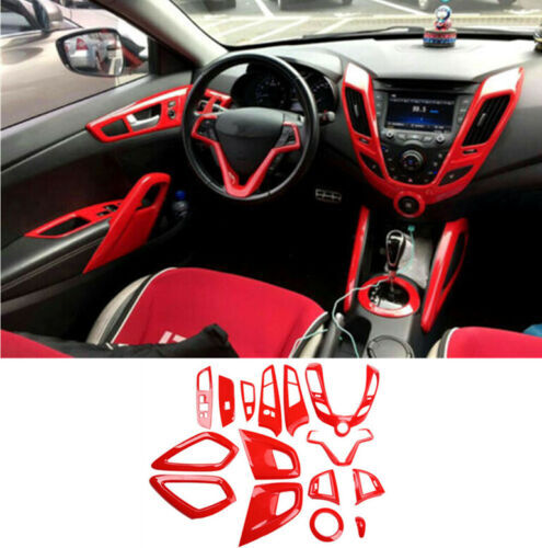 15p Red car Interior Kit Console Cover Decor Trim for Hyundai for Veloster 2012-2017