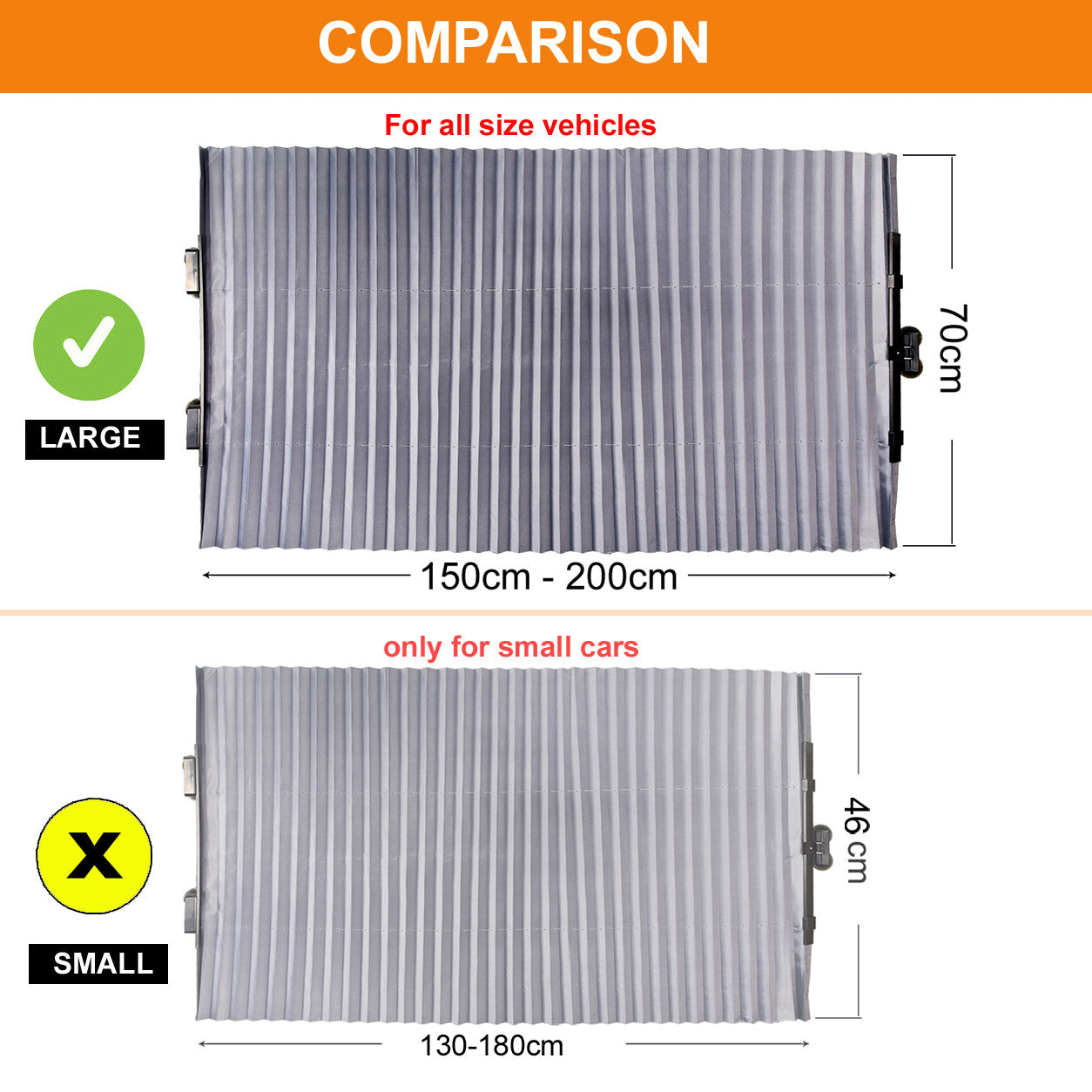 Car Retractable Curtain UV Protection Front Windshield Sun Visor Shade 200X70CM