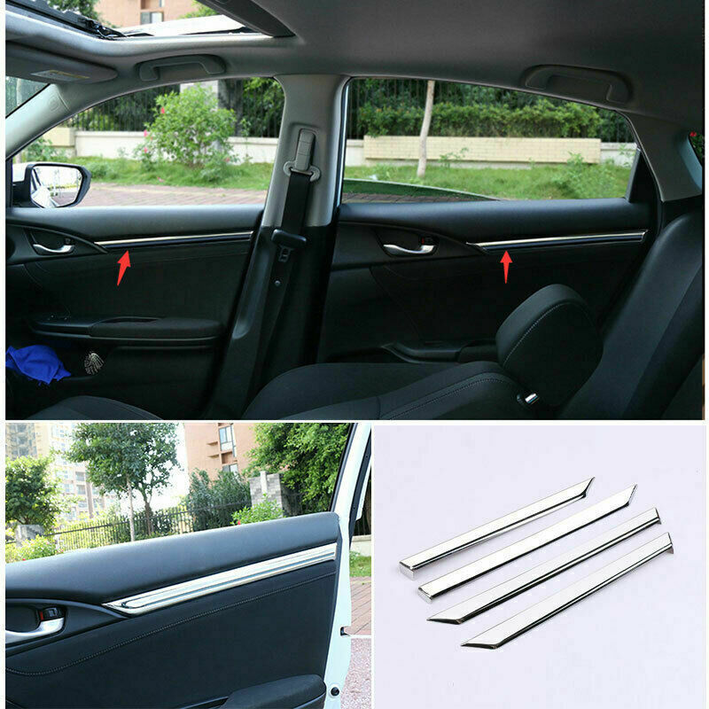for Honda for Civic 10th Sedan 2016-2021 Silver Inner Door Panel Trim Decals Covers