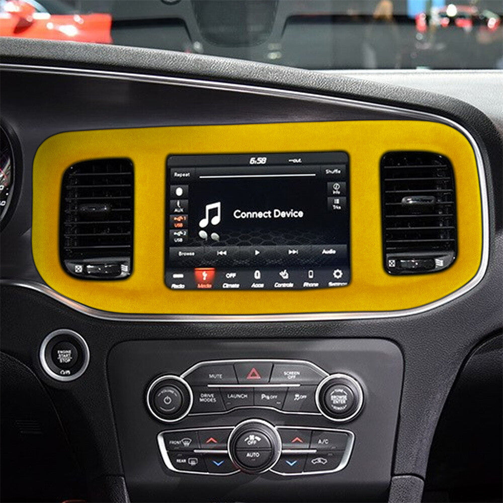 Suede Yellow Central Control GPS Navigation Panel Trim for Dodge Charger 2015-23