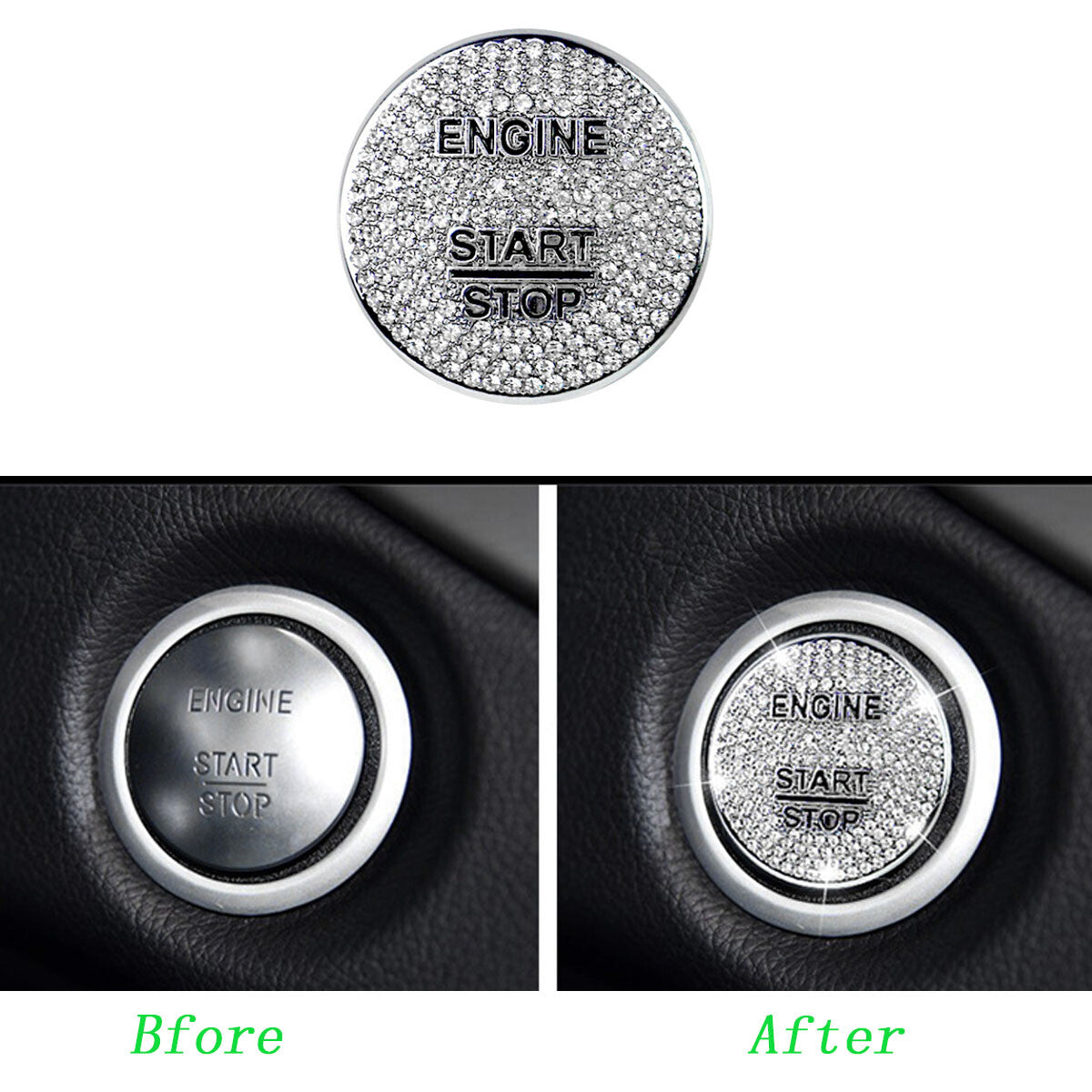 Fit for Mercedes Benz Diamond Bling Car Engine Push Start Button Sticker Cover Decal