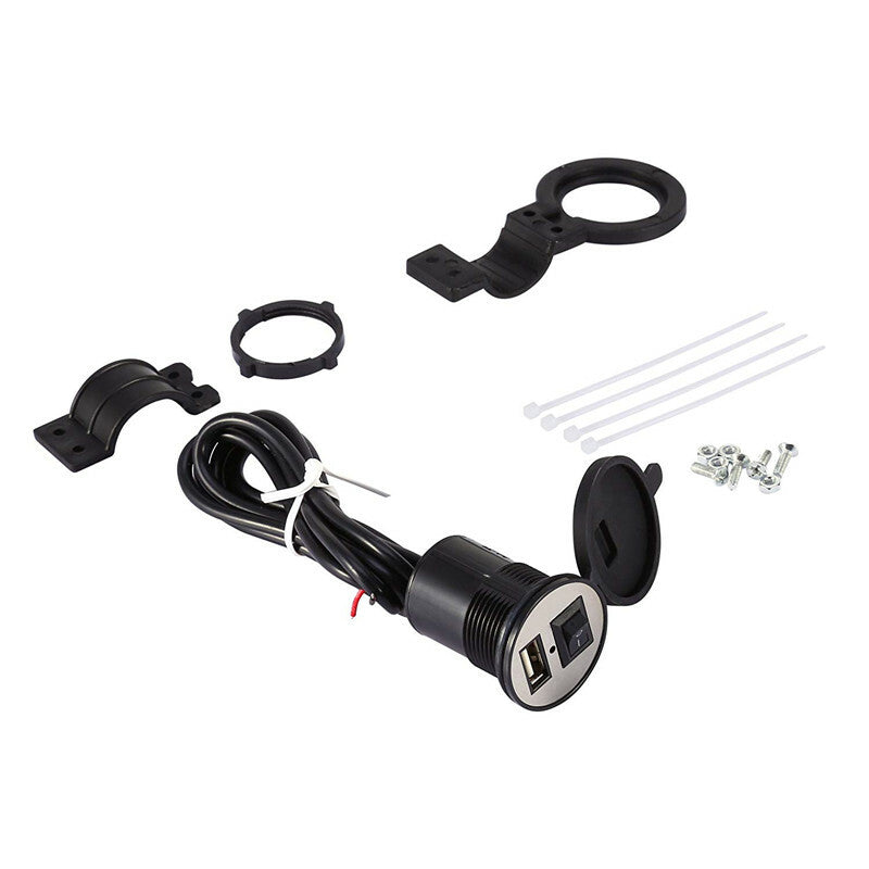 Universal Motorcycle Bike ATV Button Cell Phone GPS Mount Holder USB Charger Kit