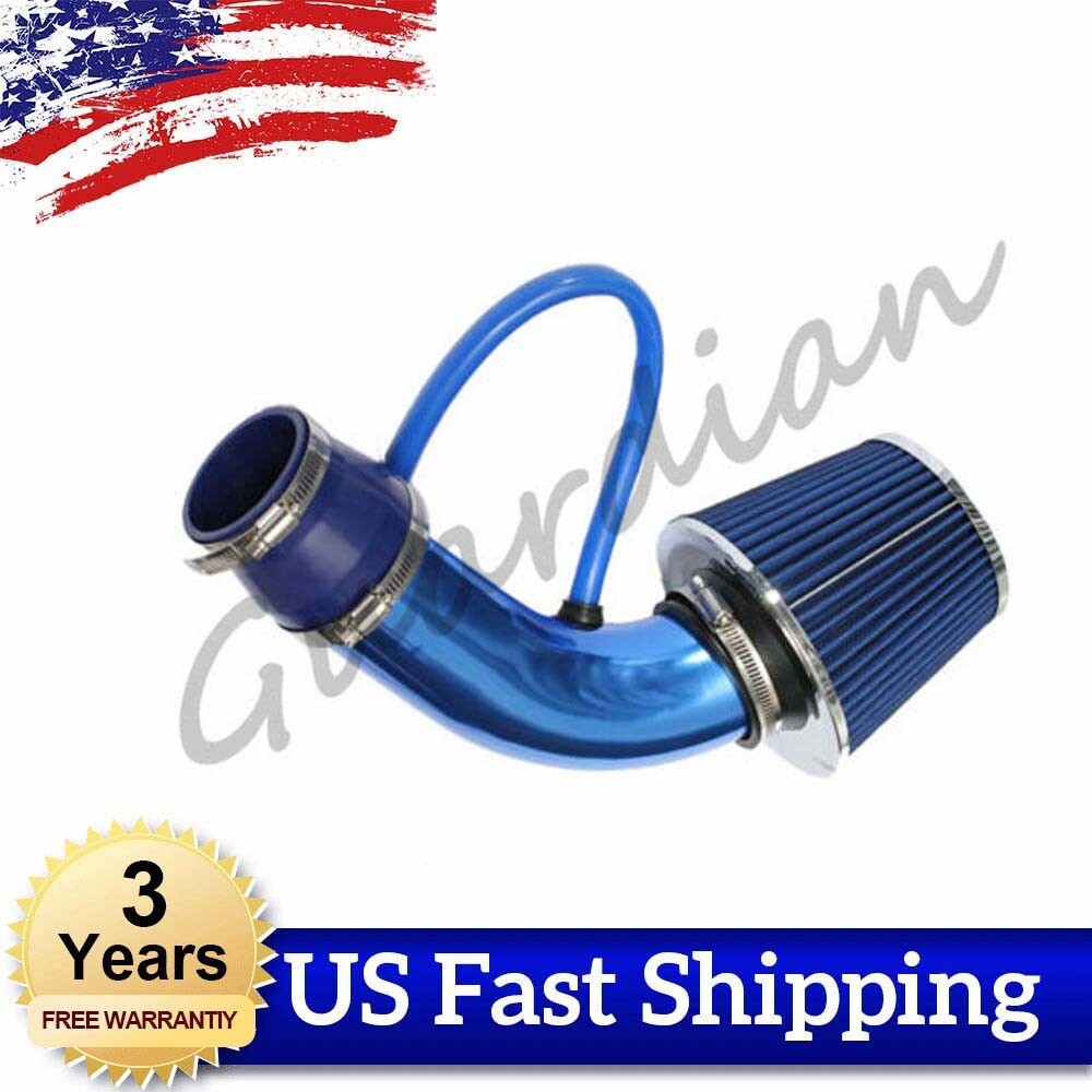 3 76mm Air Filter Kit Blue Intake Pipe Hose Alu Replacement For Auto Universal