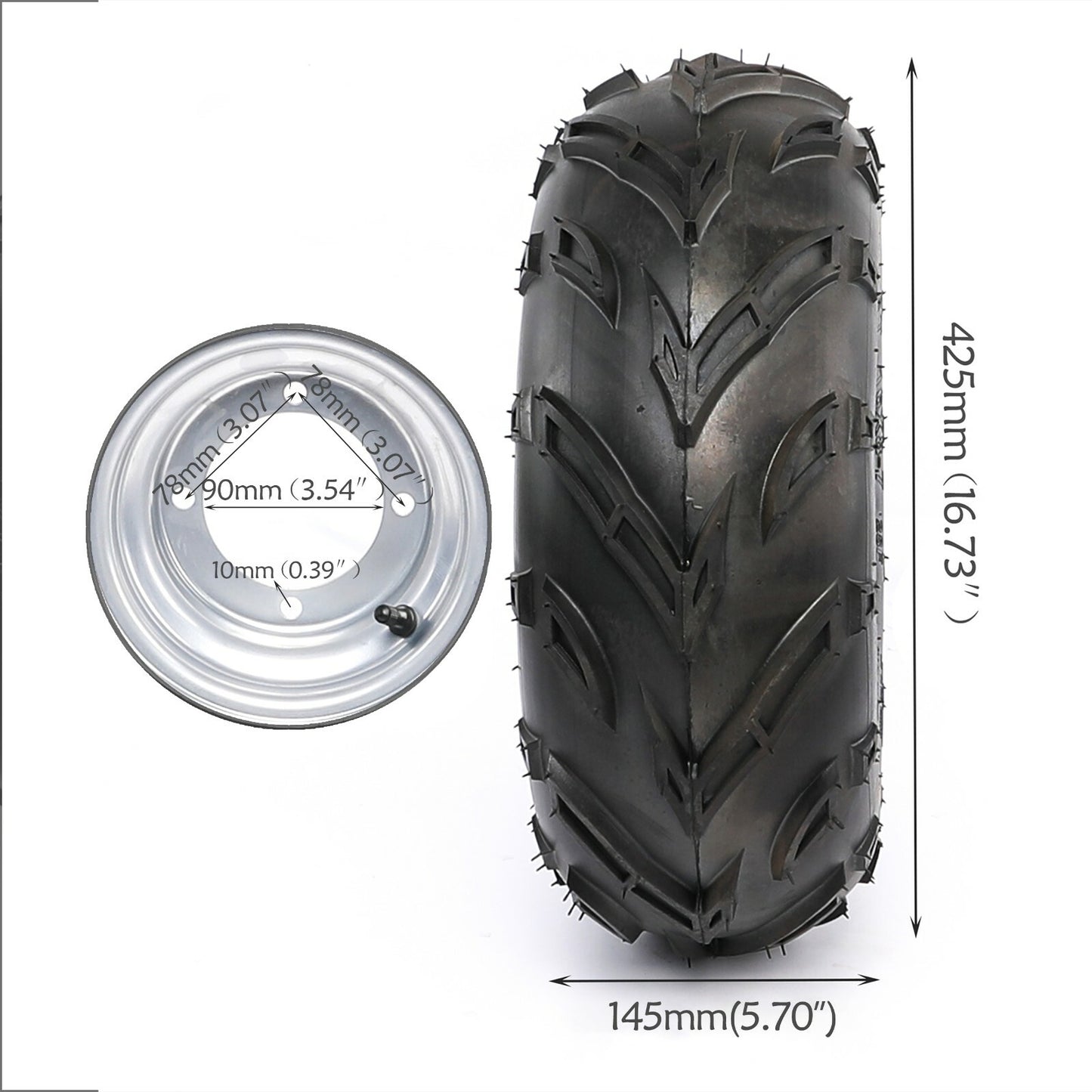 Pair of 7-inch all-terrain vehicle tires, 4 bolts, 16x8-7 tires and rims, go-kart four-wheel for golf cart, Taodao