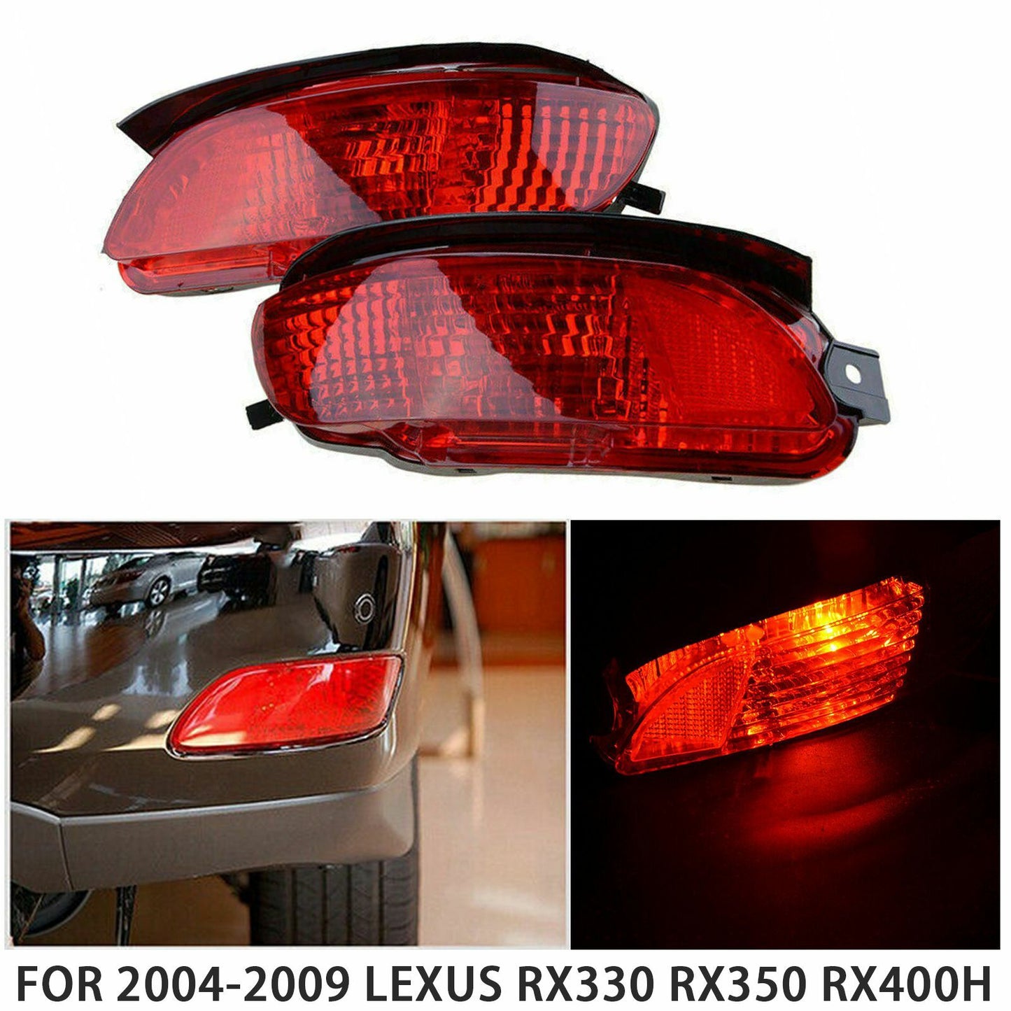 Rear Bumper Lights Red Marker Lamps Pair For 04-09 for Lexus RX330 RX350 RX400H AT