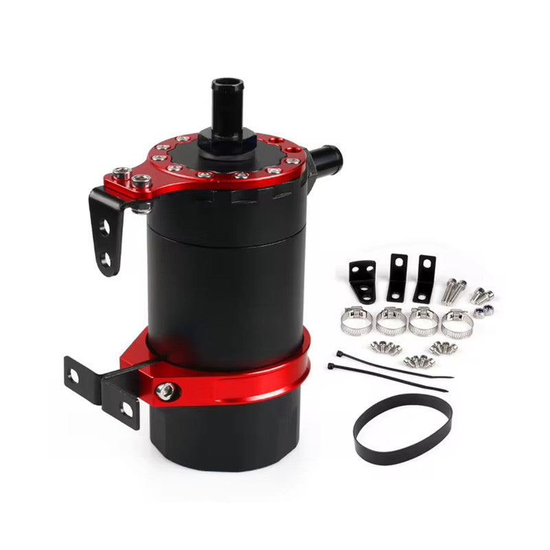 Red Universal Car Round Oil Tank Baffled Aluminum Oil Catch Can Resevoir Tank