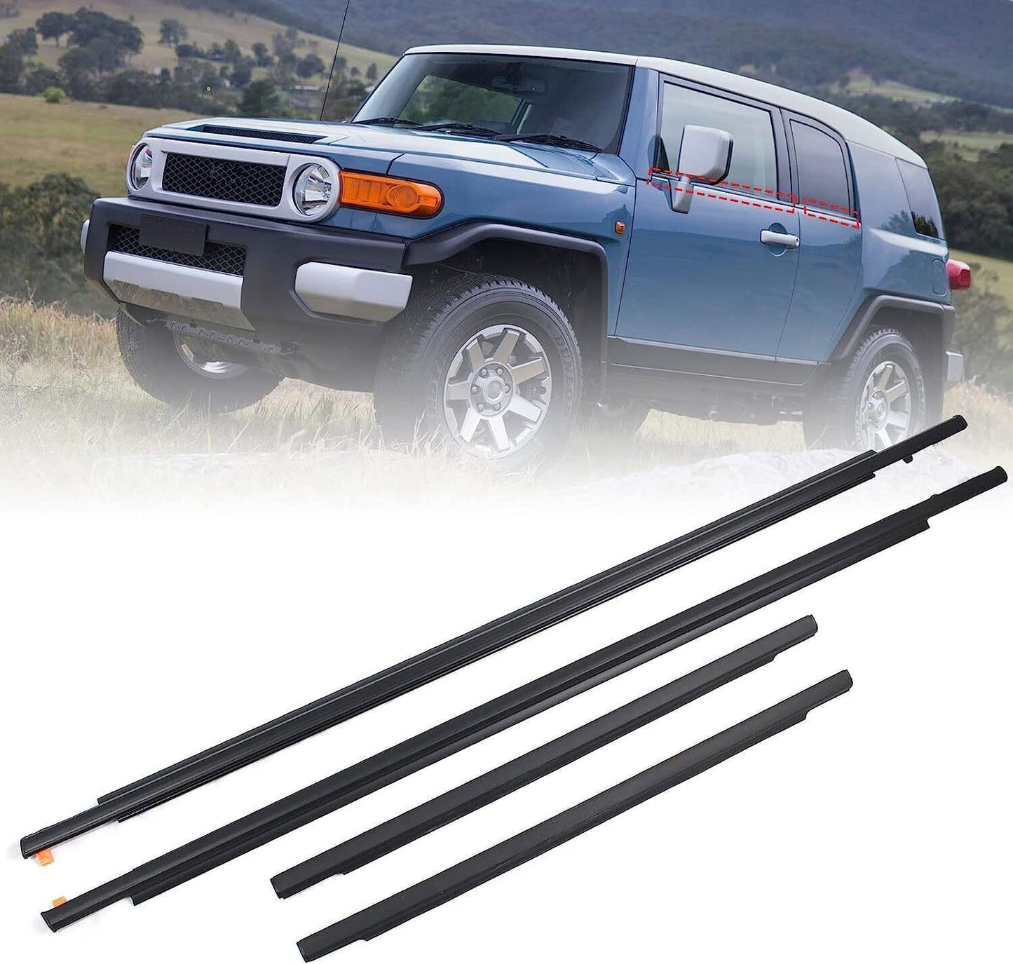 for Toyota FJ Cruiser 2007-2014 Weatherstrip Car Quarter Door Belt Moulding Set