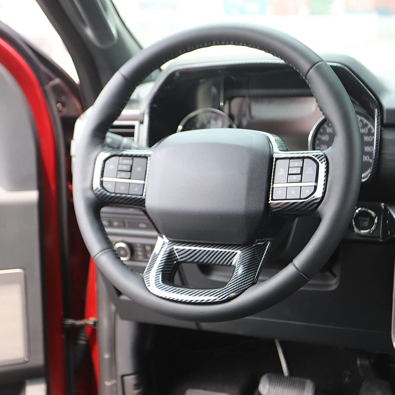 for ford  F150 F-150 21-23 Carbon Fibre ABS Inner Steering Wheel Cover Trim Frame