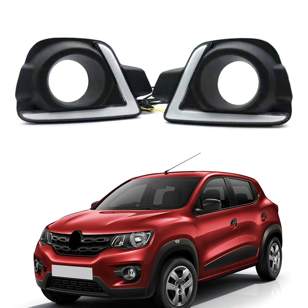 Pair LED Daytime Running Light DRL Driving Fog Lamp for Renault Kwid 2016-2018