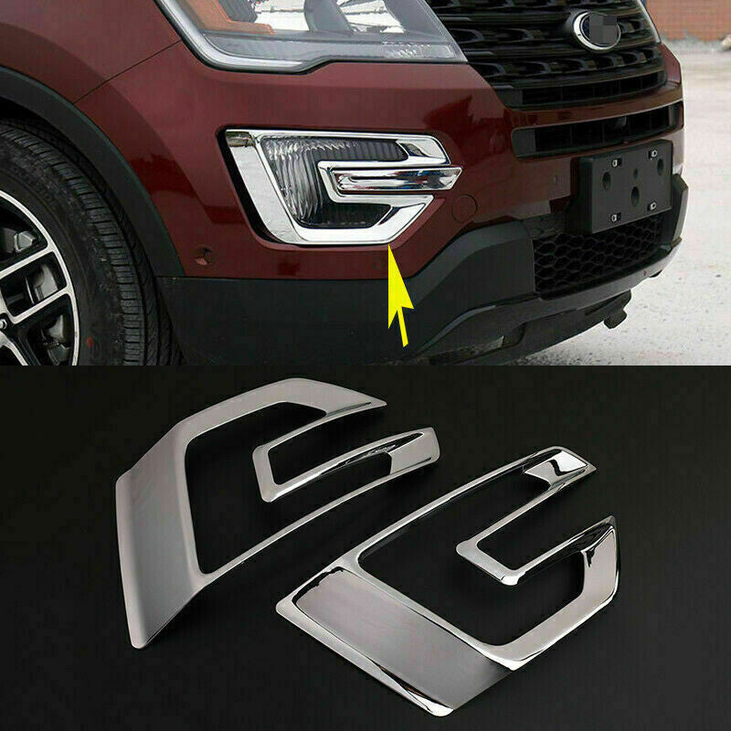 Fit for Ford Explorer 2016-2017 Chrome ABS Front Fog Light Cover Lamp Frame Trim
