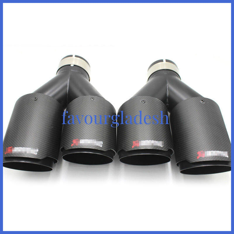 2PCS Akrapovic Real Carbon Fiber Exhaust Tip Dual Pipe ID:2.5 63mm OD:4.5114mm
