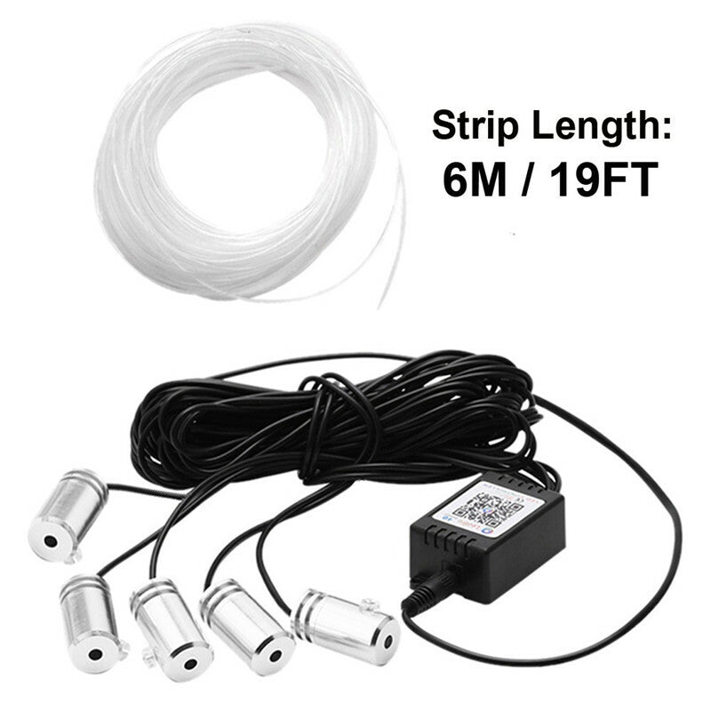 Car RGB Flexible 6M EL 5LED Strips Ambient Light APP BT Control Atmosphere Lamp