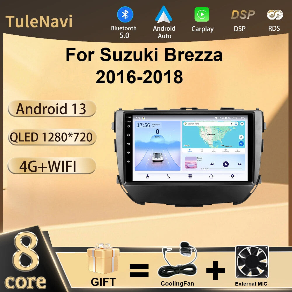 for Suzuki Brezza 2016-2018 Car Radio GPS CarPlay Auto Multimedia Stereo Player