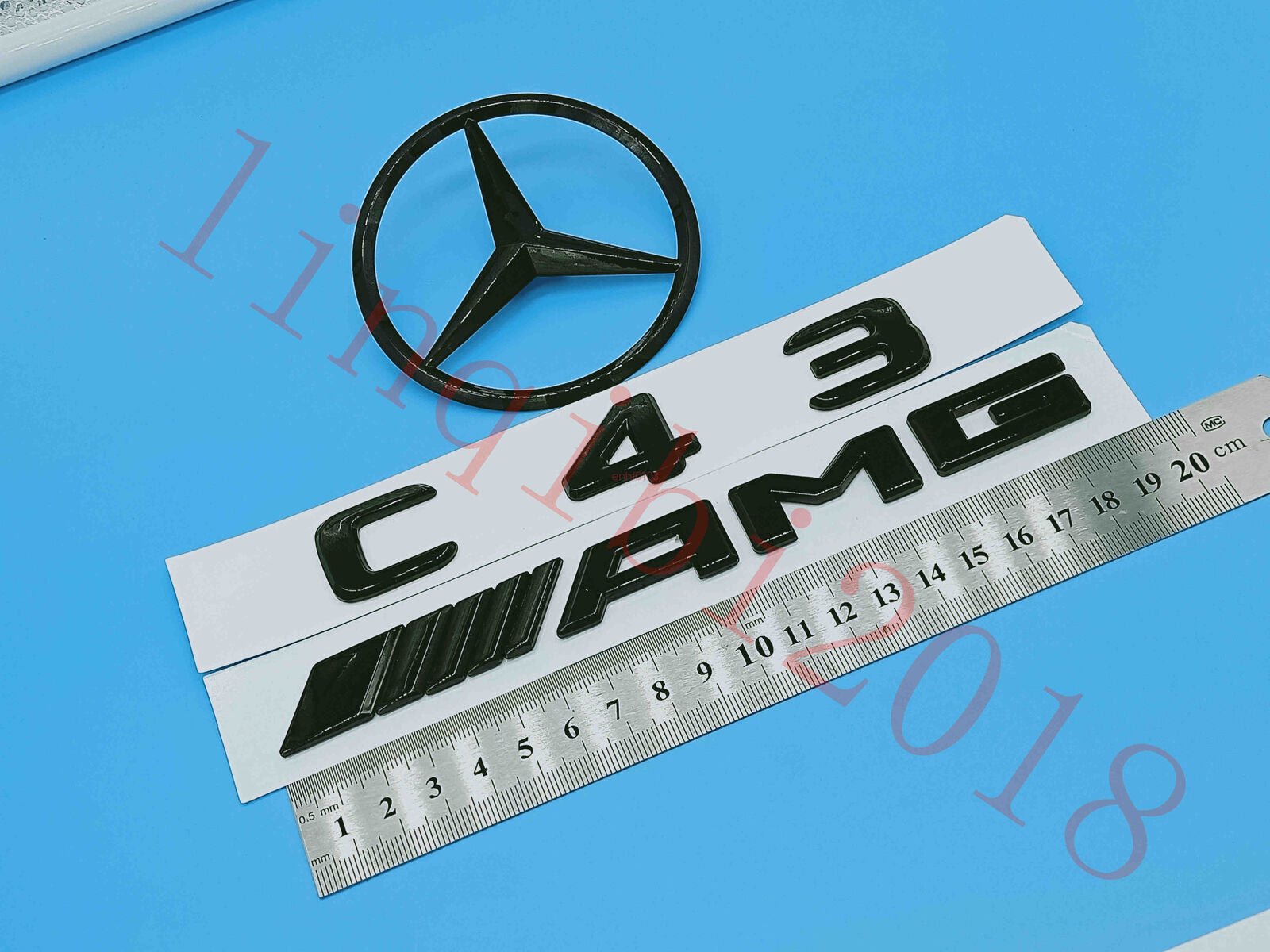 1Set Gloss Black C43 AMG Trunk Logo Sticker Decal Emblem Badge Package for W204