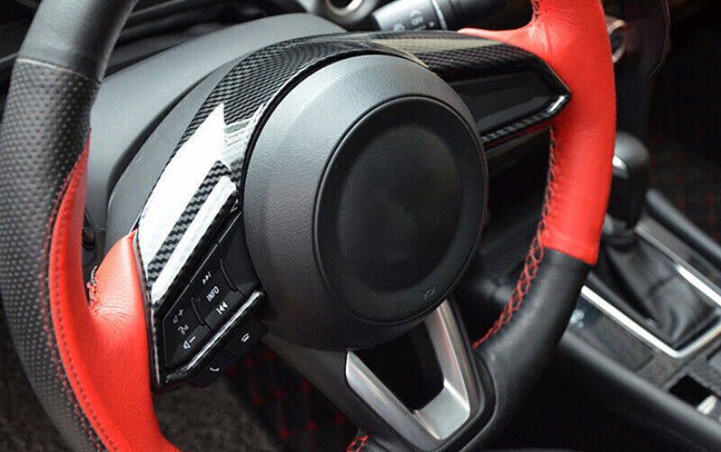 for Mazda 3 Axela 2017-2019 Carbon Fiber Style Steering Wheel Strip Cover Trim