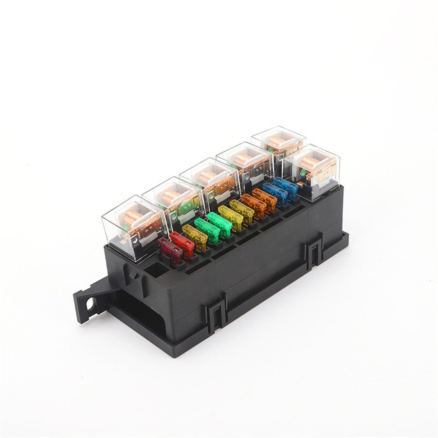 12V 80A Universal 11-way FUSE RELAY BOX Block Holder 6Pcs Relays For Car Truck