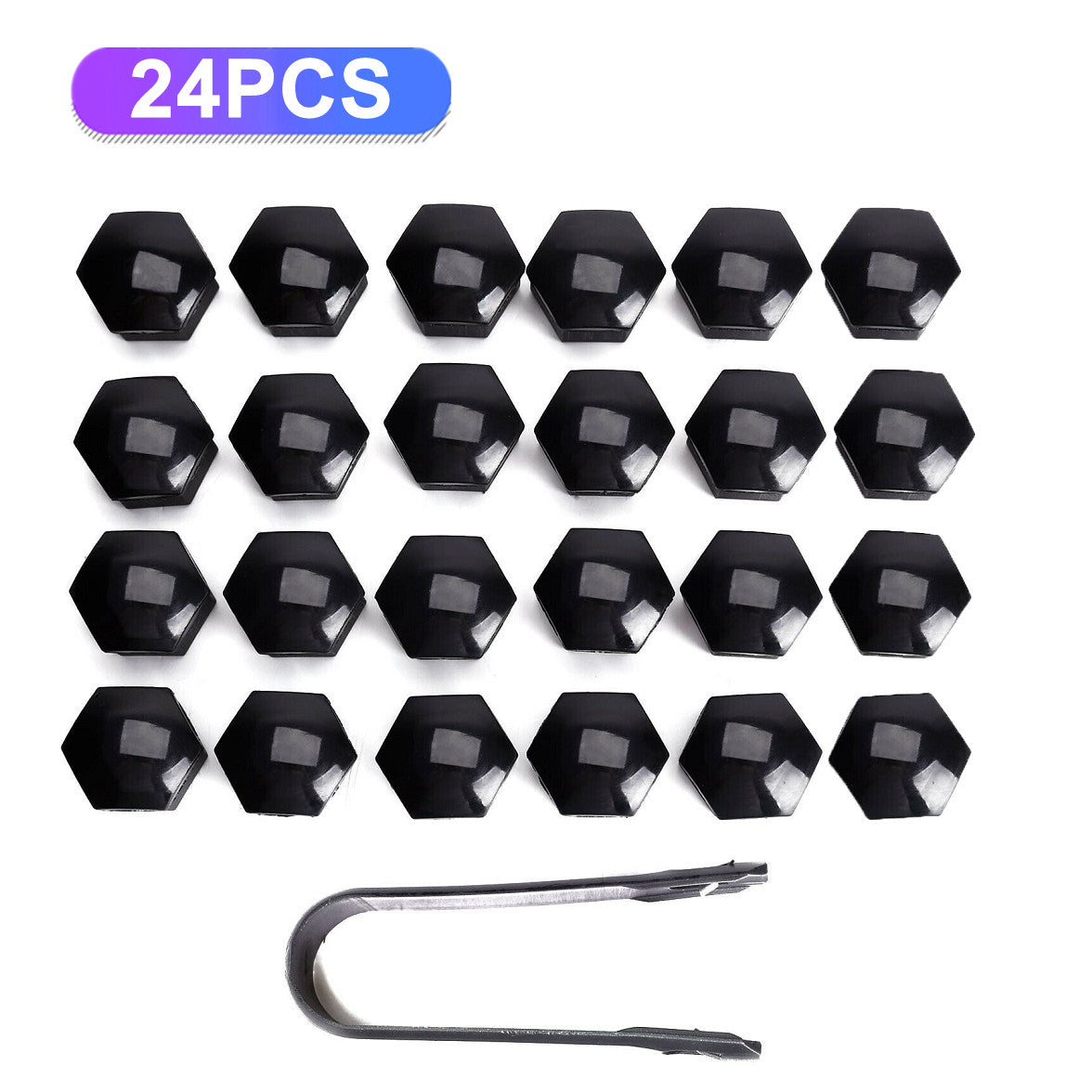 24x Black Universal Car Wheel Lug Nut Cover Car Wheel Bolt Cap Rims Accessories