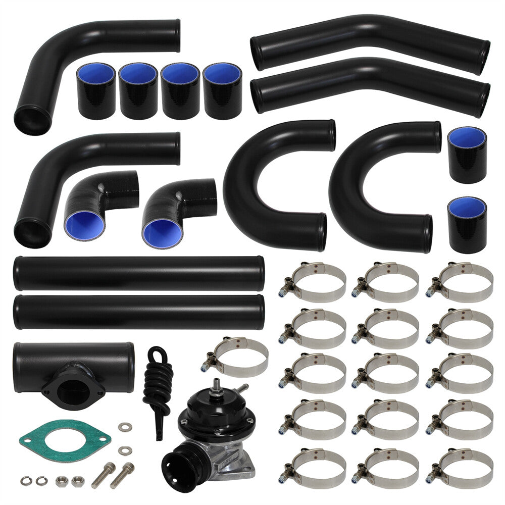 2.5 63mm Universal Intercooler Pipe Piping Kit + BOV Turbo Blow Off Valve Kit