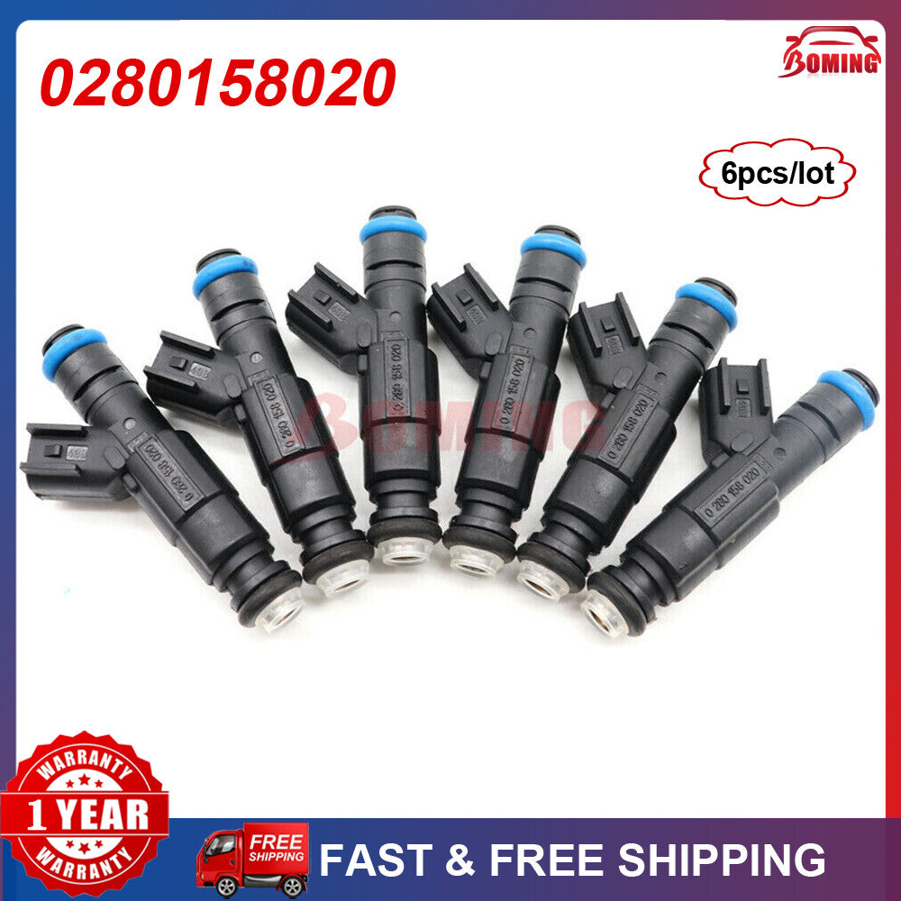 6-pack of new 0280158020 fuel injectors suitable for Jeep Freedom, for Dodge Dakota, and for Mitsubishi 3.7L.