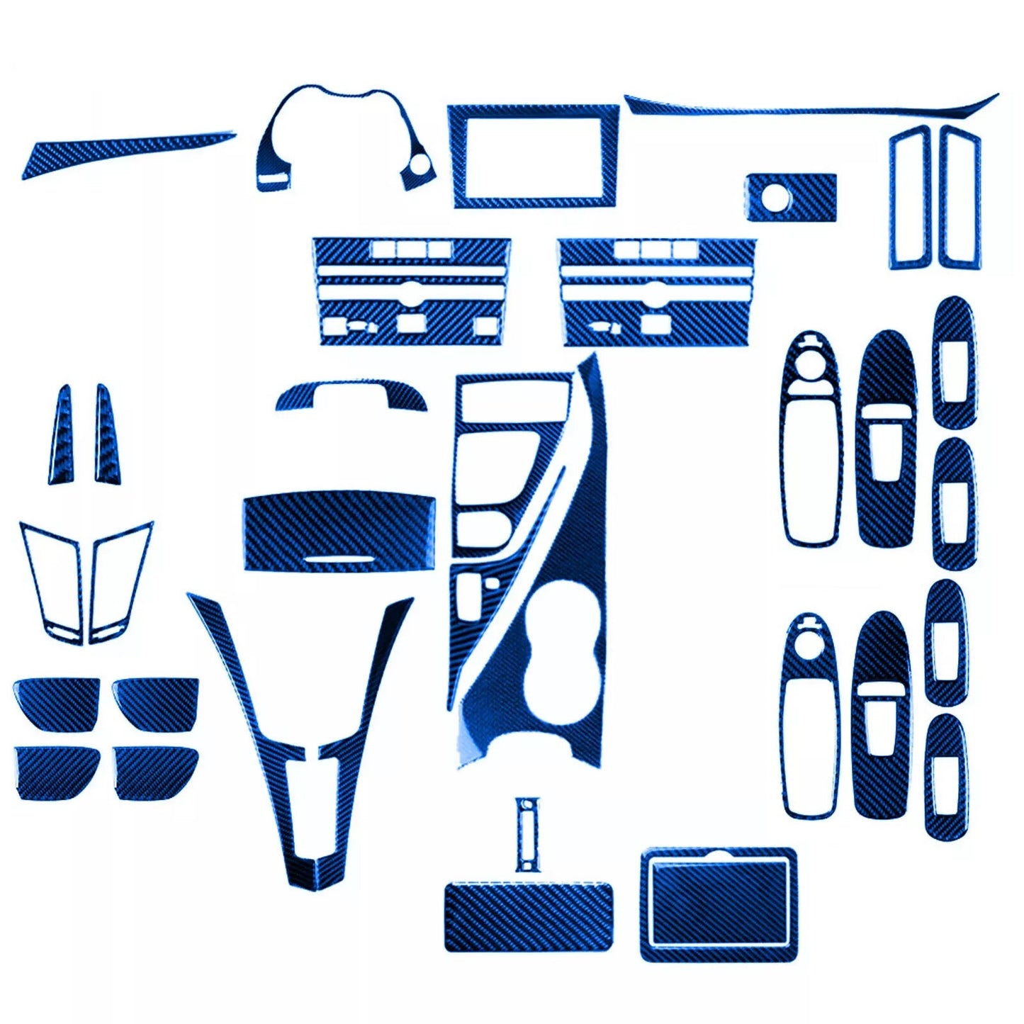 32Pcs Blue Carbon Fiber Interior Set Decorative Trim for Infiniti Q50 Q60 2014+