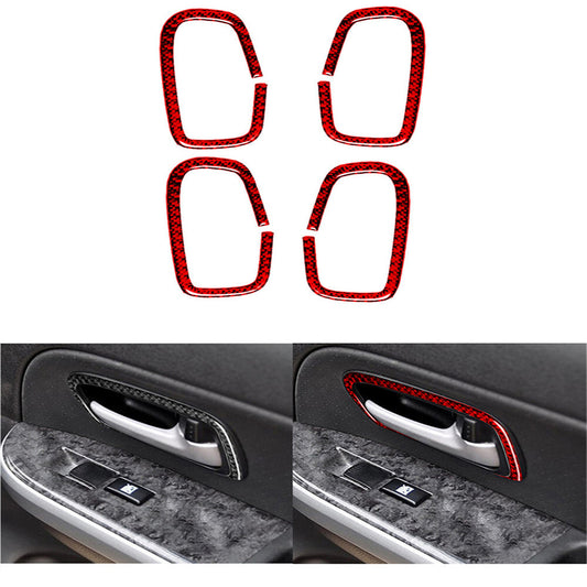 4Pcs Red Carbon Fiber Door Handle Panel Trim for Suzuki Grand Vitara 2006-2013