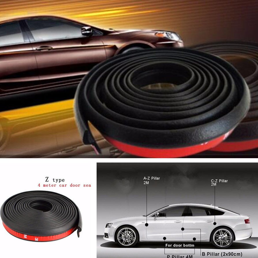Car Suv Weatherstrip Seal Waterproof 4M Z-shape Door Rubber Seal Strip BLack Pad