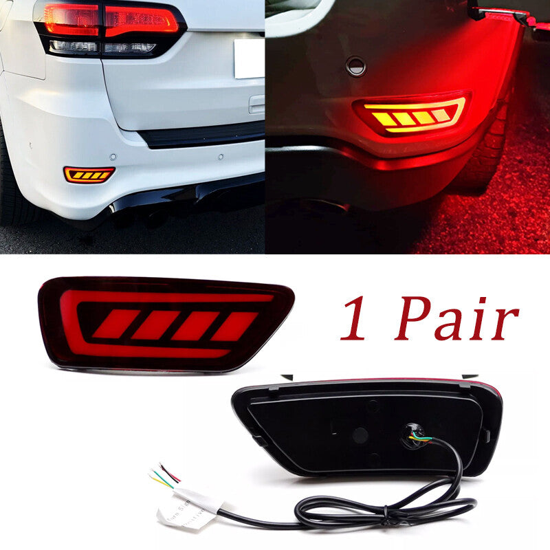 2 Red LED Rear Bumper Reflector Lights for Jeep WK2 Grand Cherokee