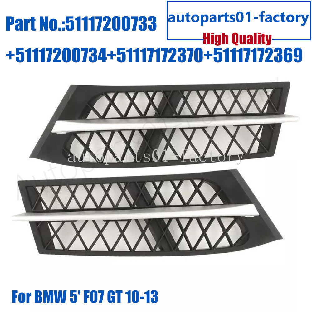 4PCS Front Bumper Side Opened Outer Grille Finish Panel ForBMW 5' F07 GT 10-13