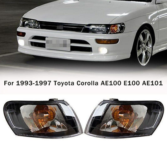 Pair Black Front Corner Lamp Lens For 1993-1997 for Toyota for Corolla AE100 E100 AE101