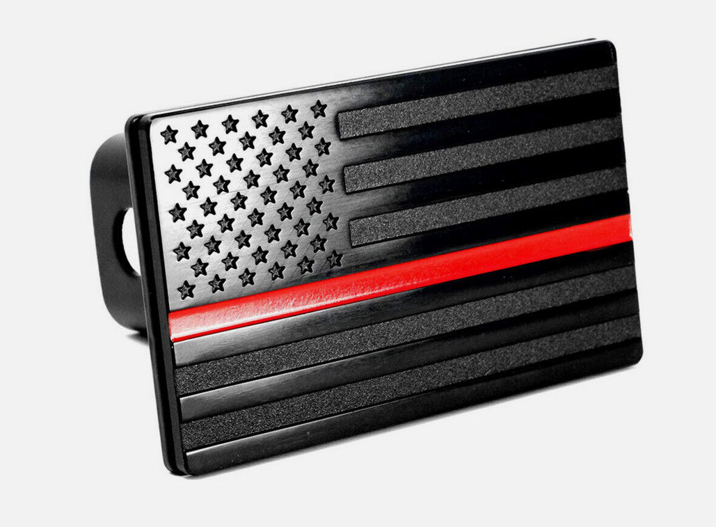 Car mount plug cap trailer tow receiver 2.5 inch American flag red for Chevrolet