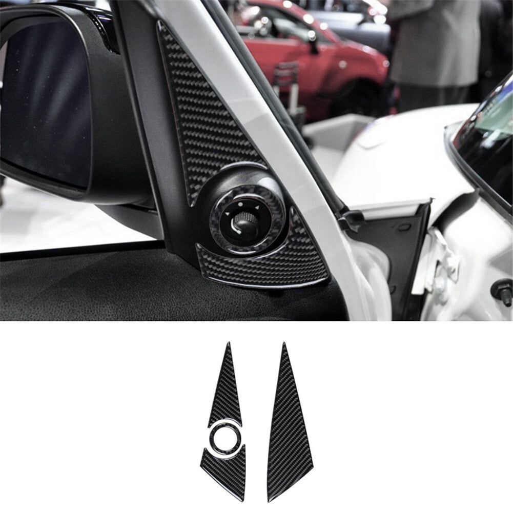 4X Carbon Fibre Interior Front Door Pillar Trim Panel for Fiat 500L 2014-2017