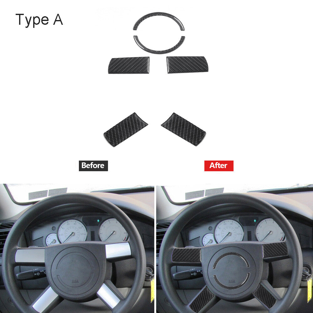 6Pcs Carbon Fiber Steering Wheel Button Cover Trim Type A for Chrysler 300 05-07