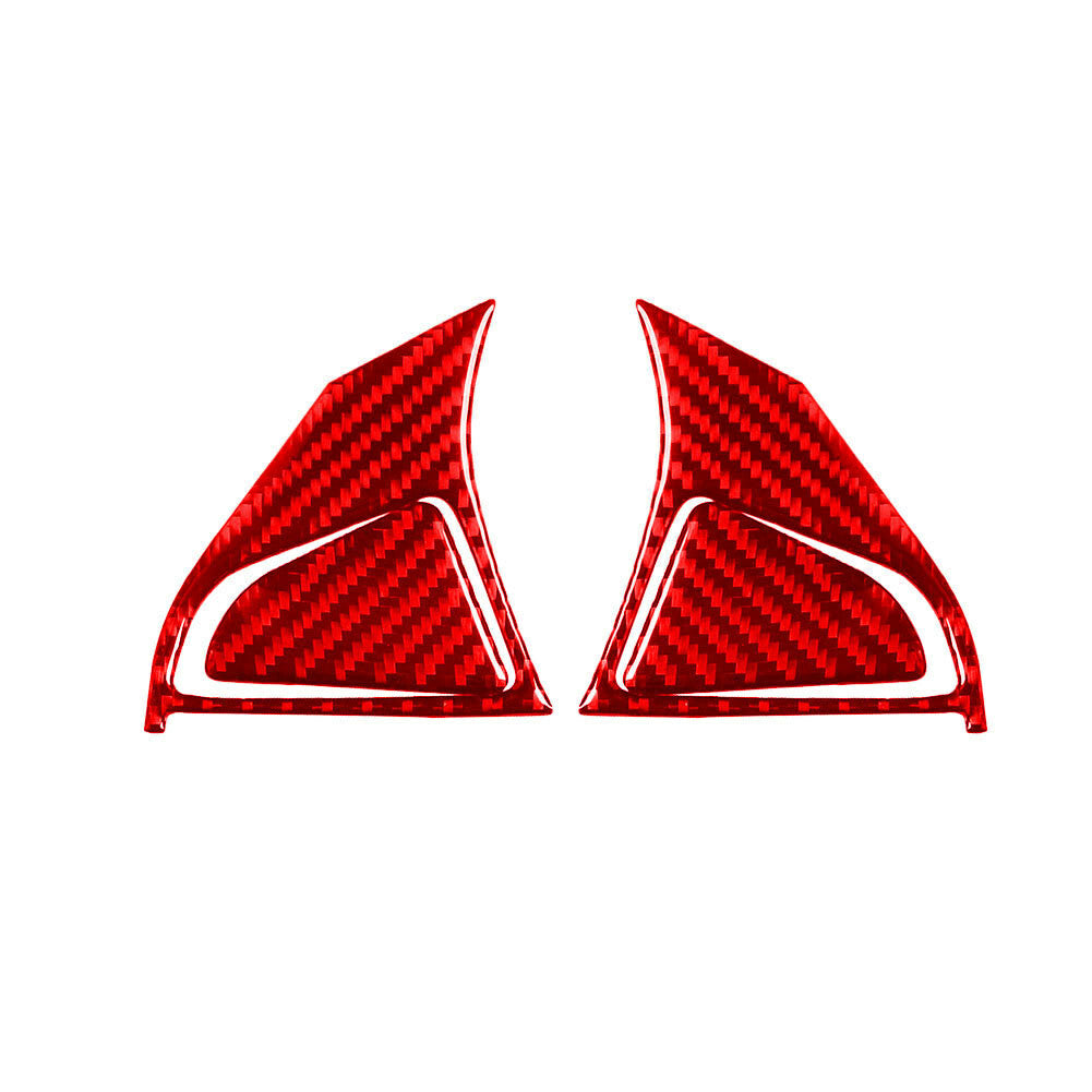 Red Carbon Fiber Steering Wheel Button Cover Type C for Chevrolet Sonic 2012-16