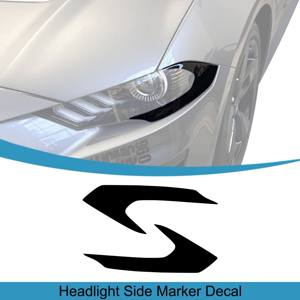 Black Front Headlight Side Marker Overlay Vinyl Decal for Ford for Mustang 2018-2021