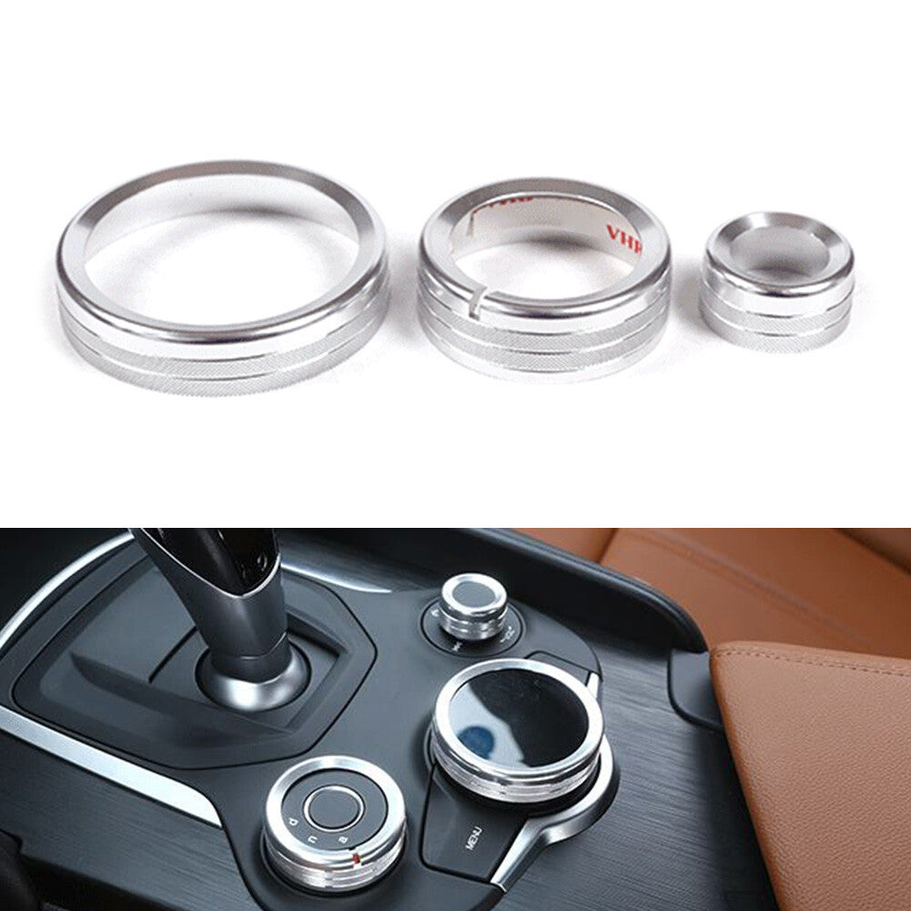 Zentraler Multimedia-Knopfring for Alfa Romeo Giulia for Stelvio 17-19 Silber