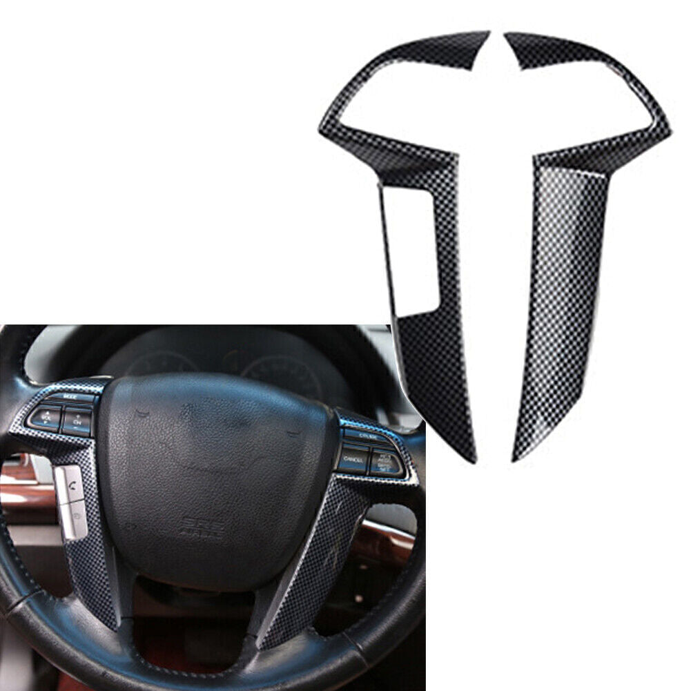 2pcs Carbon Fiber Interior Steering Wheel Cover Trim Fit for Honda Accord 2008-2012