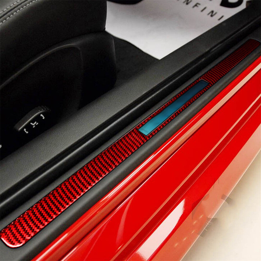 Red Carbon Fiber Door Sill Scuff Guard Plate Trim for Infiniti G37 Sedan 2007-13