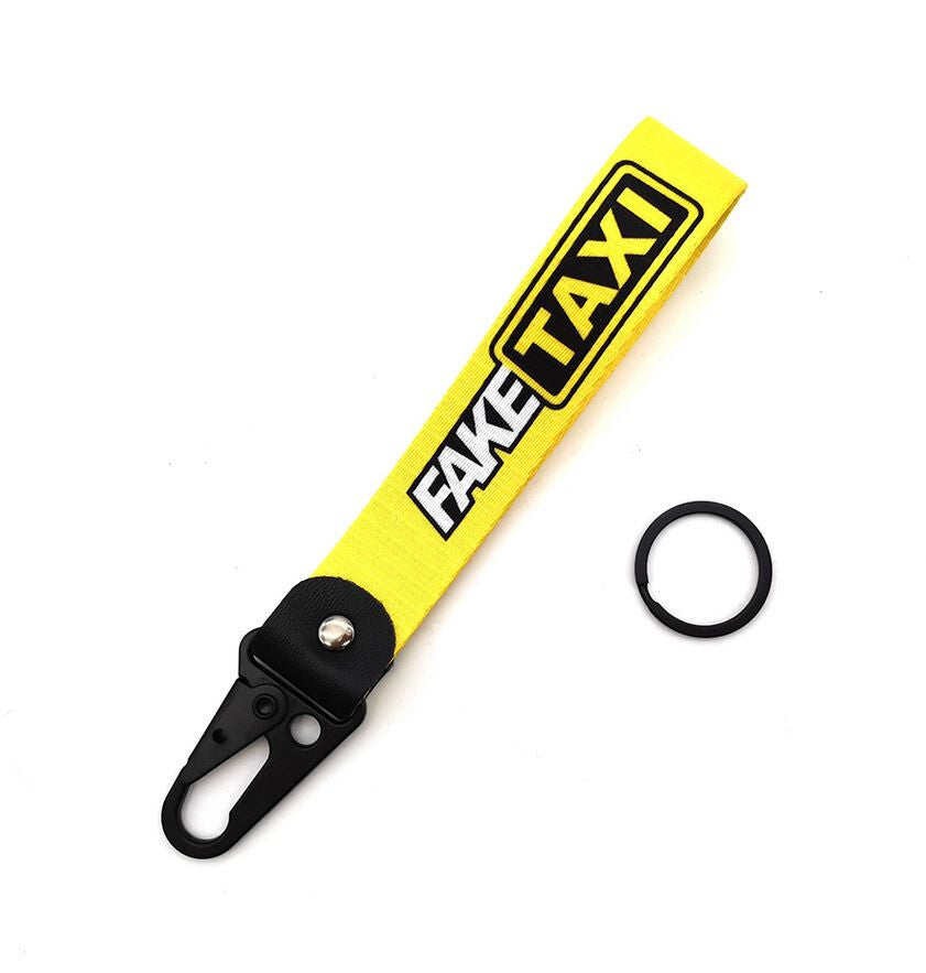 Car keychain/key ring with lanyard, car accessories, fake taxi, yellow, suitable for Toyota .