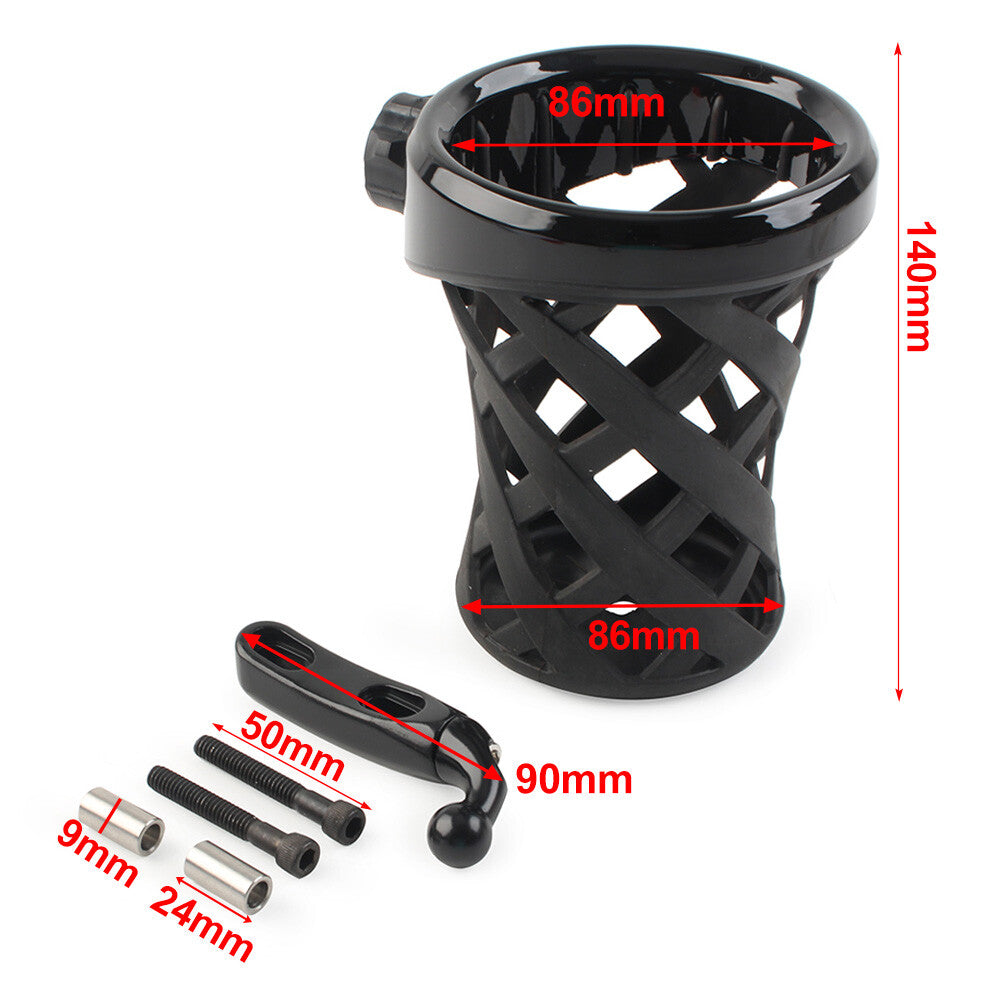 Handlebar Cup Holder Drink W/Mesh Basket Mount Universal Longer for Harley Motor