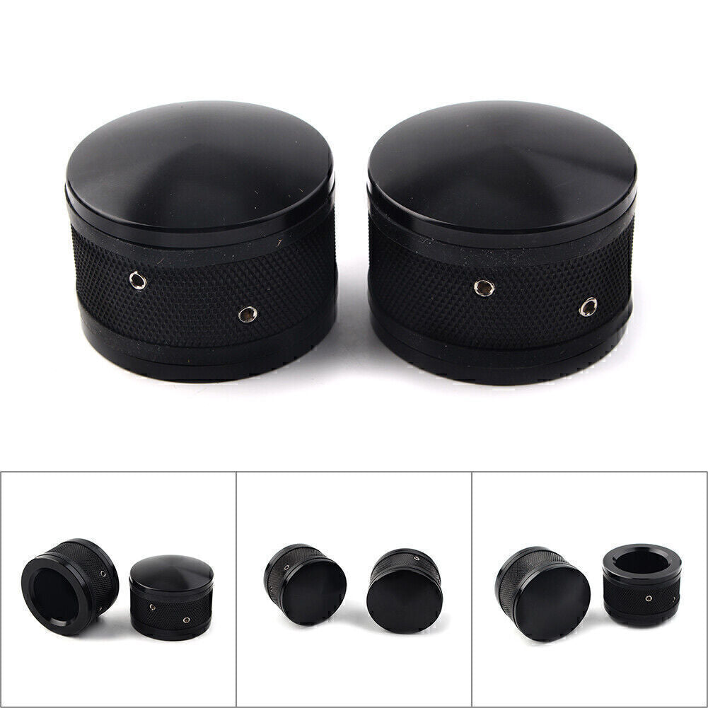 Fit for Harley Sportster Softail Road King CNC Front Axle Nut Cover Cap Black 2pcs