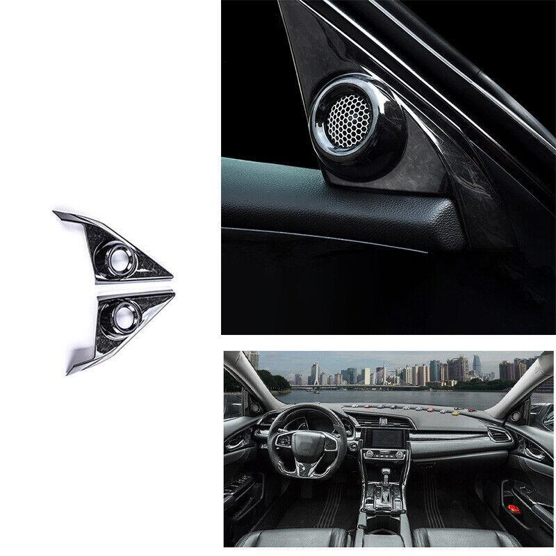 A Post Front Triangle Cover Trim Black Wood Grain for Honda for Civic 10th 2016-2020