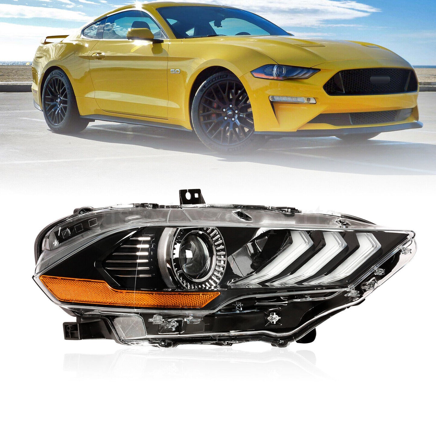 Right Full LED Headlights For 2018 2019 2020 for Ford for Mustang Projector Headlamp DRL