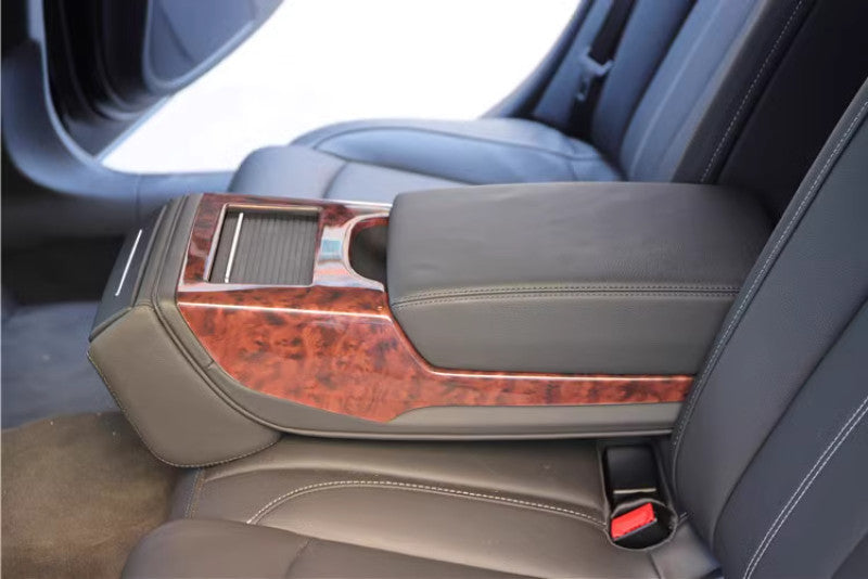 for Audi A6 2012-2018 Agate Wood Grain Rear Armrest Cup Holder Frame Cover Trim